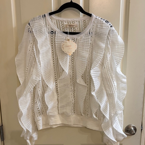 Simply Couture Tops - Simply Couture Ivory Lace Blouse